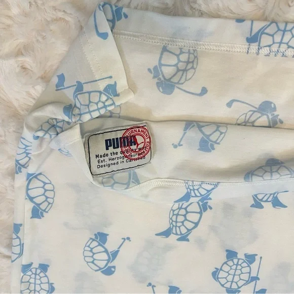 PUMA Men’s Golf Polo White Blue Turtle Print Size L ‘slow play polo’ collection - Picture 3 of 12